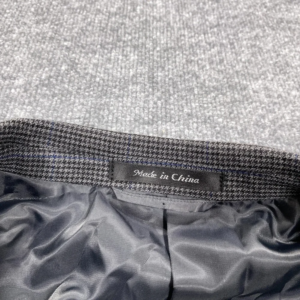 Chaps Blazer Mens 40R Gray Check Stretch‎ Sport Coat Two Button Lined Jacket